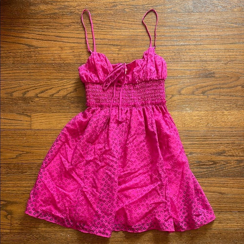 Urban Outfitters Bright Fuchsia Floral Spaghetti Strap Sundress